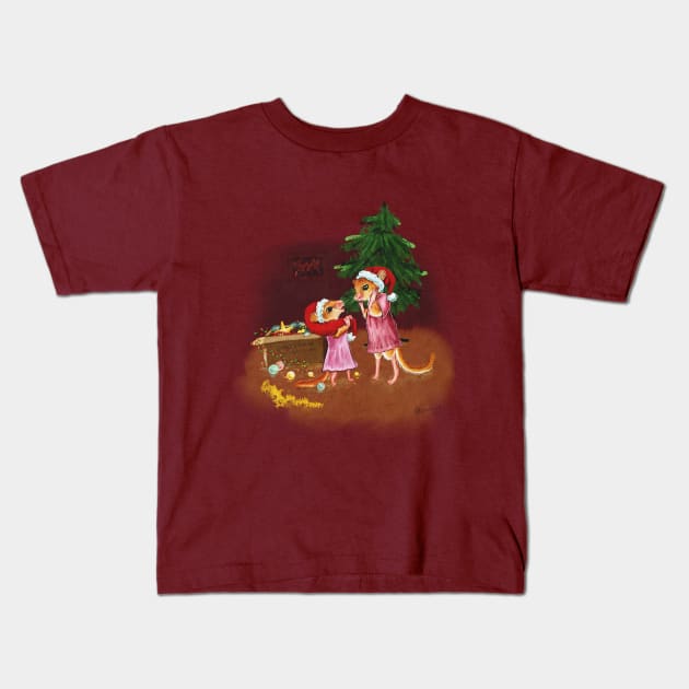 Christmas Dormice: Festive Watercolor Illustration Kids T-Shirt by GeorgiaGoddard